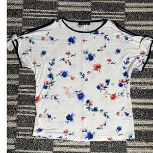 IVANKA TRUMP WOMENS SIZE SMALL COLD SHOULDER FLORAL TOP
